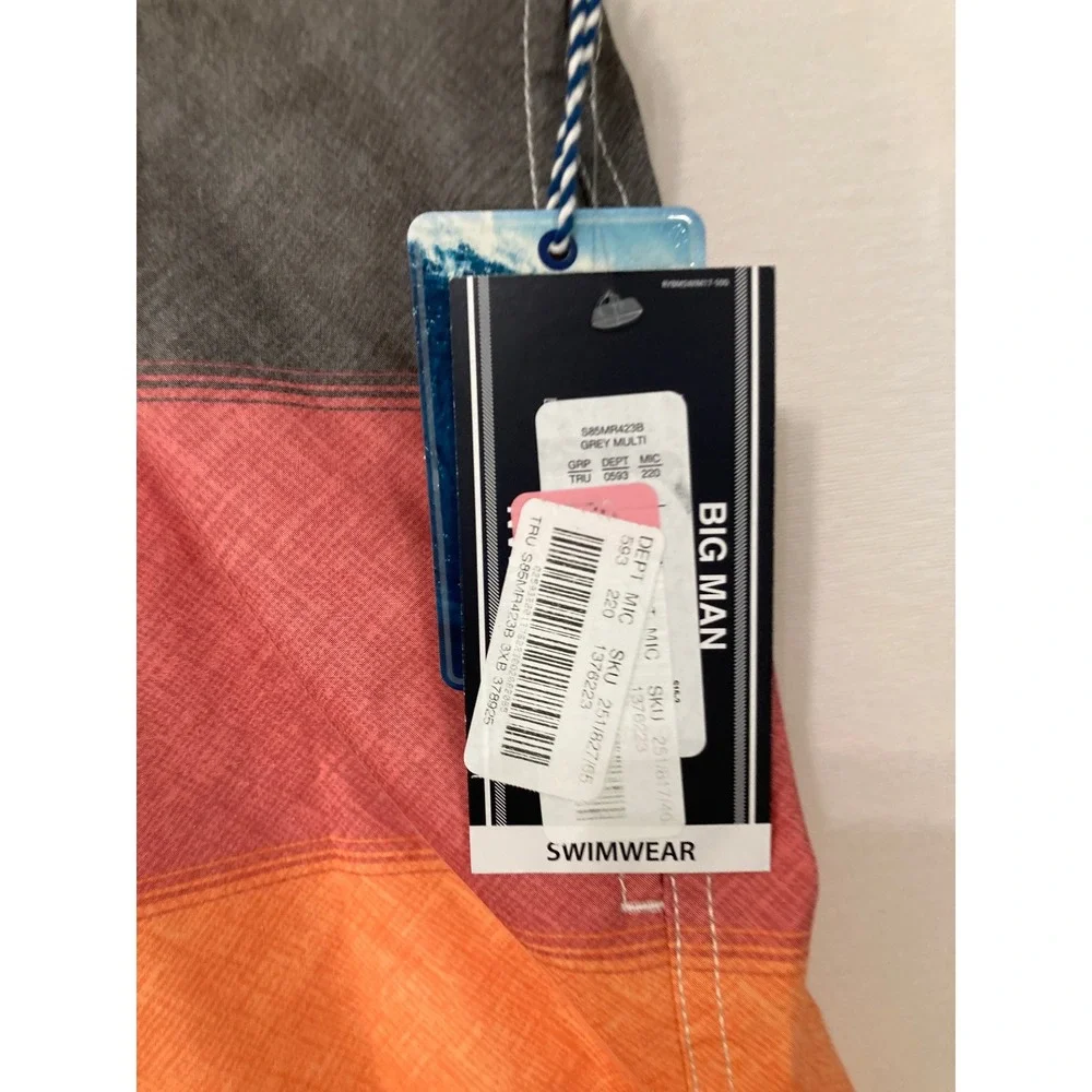 New Roundtree & Yorke Board Shorts 3XB Multi Striped Swim Trunks Travel Vacation